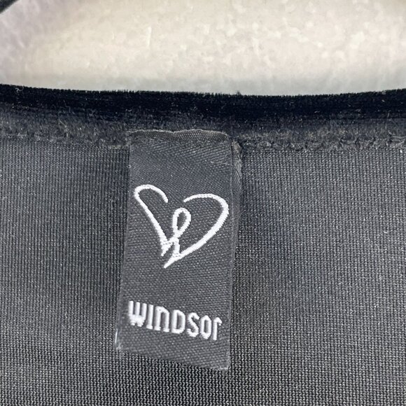 Vintage Y2K Windsor Womens Medium Black Velvet Lace Up Bodysuit Goth Vamp - Picture 4 of 12